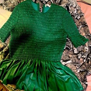 Zara green pho leather top